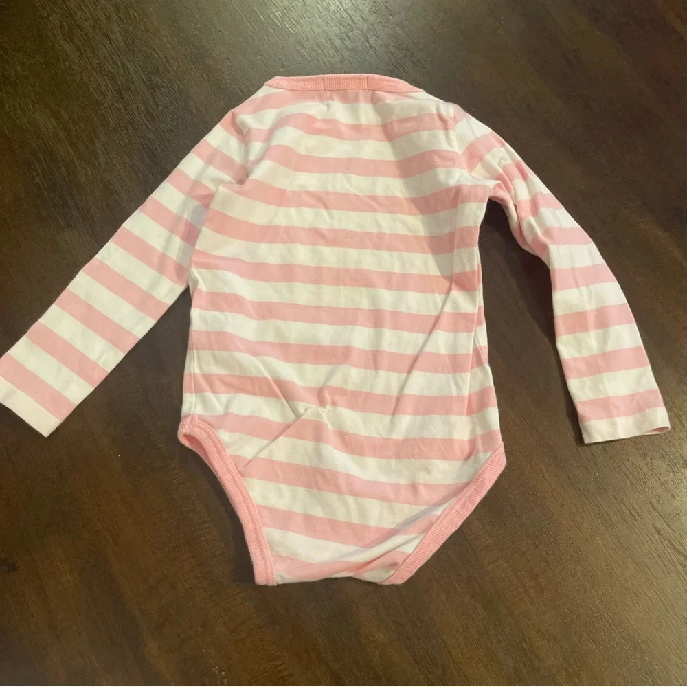 Ralph Lauren pink stripe long sleeve bodysuit‎ 18 months
